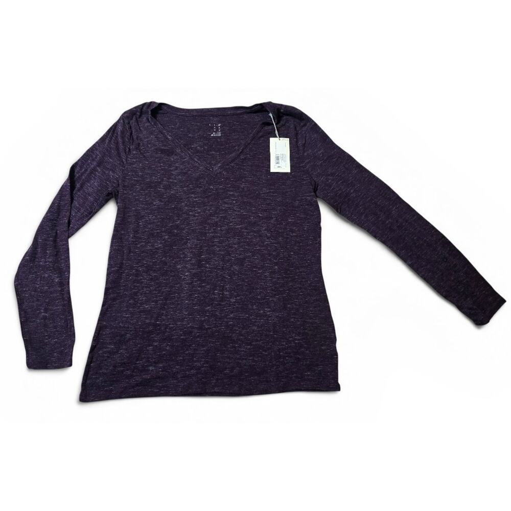 NWT A New Day Women's XXL Purple Heather V-Neck Long Sleeve Tee - Picture 3 of 8